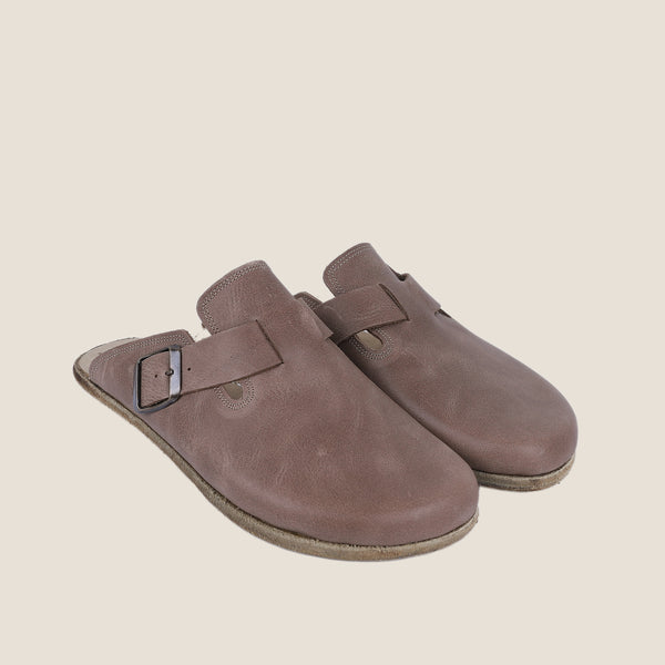 Grounding & Earthing Barefoot, Zero-Drop Crazy Leather Clogs for Women - Bison Brown