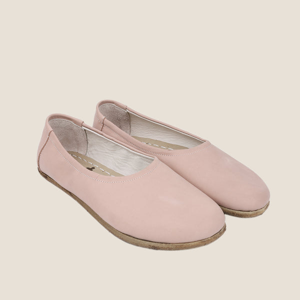 Grounding & Earthing Barefoot, Zero-Drop Crazy Leather Ballet Flats for Women - Undyed