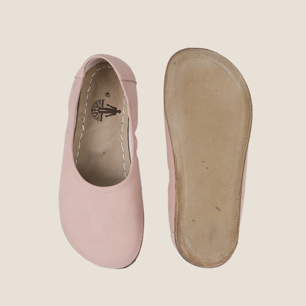 Grounding & Earthing Barefoot, Zero-Drop Crazy Leather Ballet Flats for Women - Undyed