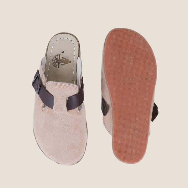 Grounding & Earthing Barefoot, Zero-Drop Hairy Leather Clogs for Women - Undyed