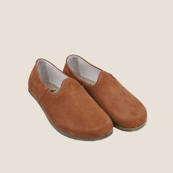 Grounding & Earthing Barefoot, Zero-Drop Loafer Nubuck Shoes for Women - Tan