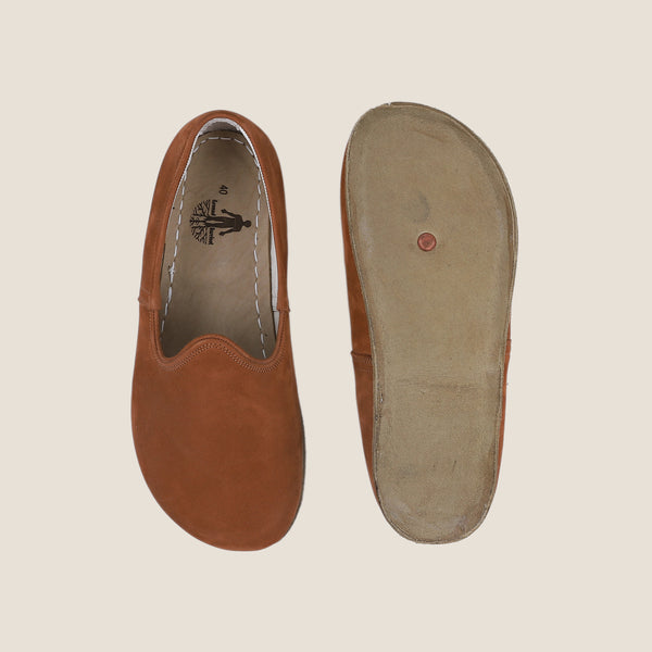 Grounding & Earthing Barefoot, Zero-Drop Loafer Nubuck Shoes for Women - Tan