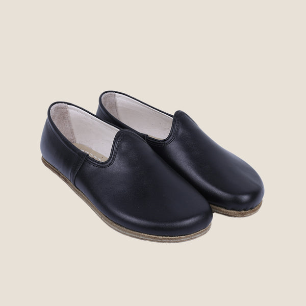 Grounding & Earthing Barefoot, Zero-Drop Loafer Smooth Leather Shoes for Women - Black